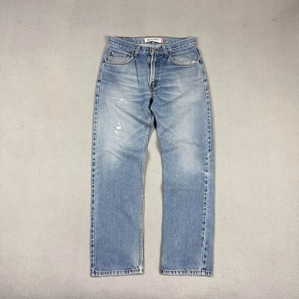 Levis 505 Jeans 32x32 Men's Regular Fit Light Wash Distressed Faded Denim